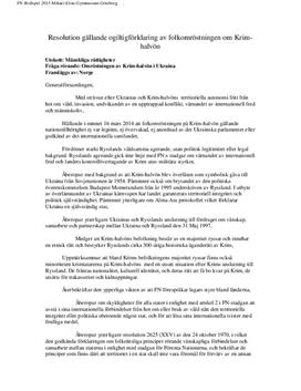 Resolution i FN: Krimhalvön | Inlämningsuppgift