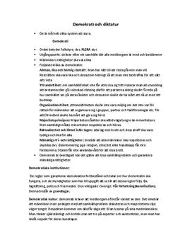 Sammanfattning: Demokrati och diktatur