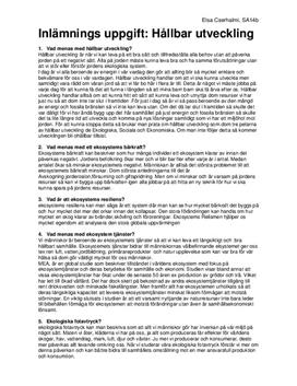 Ekosystem och hållbar utveckling | Frågor och svar