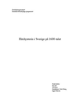Häxhysterin i Sverige på 1600-talet | Gymnasiearbete