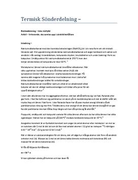 Termisk sönderdelning | Labbrapport