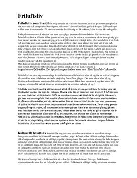 Friluftsliv: Livsstil, kultur och social träning | Inlämningsuppgift
