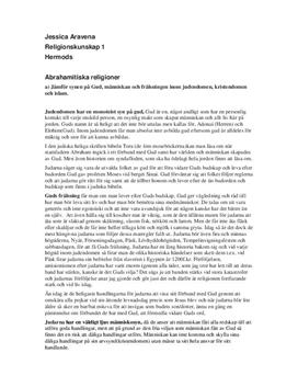 De abrahamitiska religionerna: Guddsyn, profeter, Jerusalem | Instuderingsfrågor