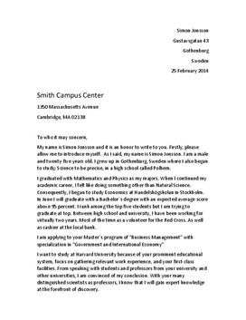 Cover Letter to Harvard | Formellt brev - Studienet.se