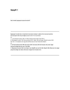 Ekvationer | Proportionalitet | Koordinater | Inlämningsuppgift