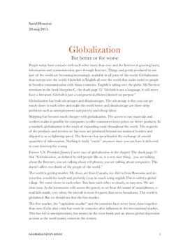Globalization: For Better or For Worse | Discussion