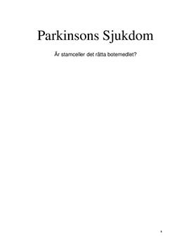 Gymnasiearbete: Kan stamceller bota Parkinsons sjukdom?