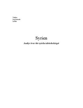 Syrienkonflikten | Orsaker | Konsekvenser | Åtgärder | Fördjupningsarbete
