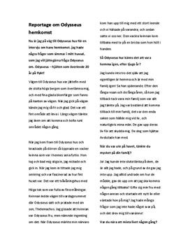 Reportage om Odysseus hemkomst | Svenska som andraspråk 2