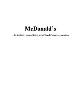 En kvalitativ studie av McDonald's som organisation | Fördjupningsarbete