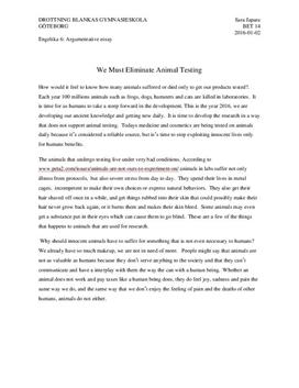 animal testing against argumentative essay