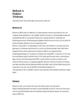 Bisfenol A, ftalater och triclosan | Fördjupningsarbete | Kemi