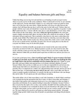 argumentative essay on man and woman should have equal rights