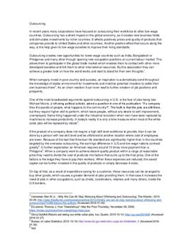 Outsourcing Essay Outsourcing Essay
