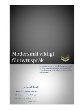 Modersmål viktigt för nytt språk | Utredande text