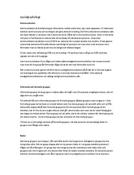 Socialpsykologi | Sammanfattning