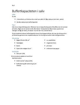 Buffertkapacitet i saliv | Labbrapport | Kemi