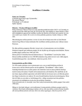 Konflikten i Colombia | Fördjupningsuppgift