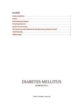 Diabetes mellitus typ 1 | Fördjupningsuppgift