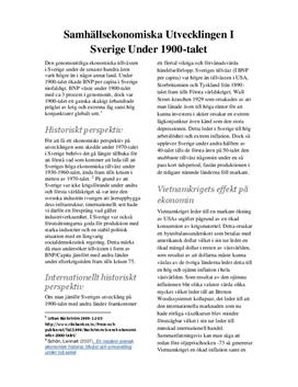 Nationalekonomiska utvecklingen i Sverige under 1900-talet | Fördjupningsuppgift