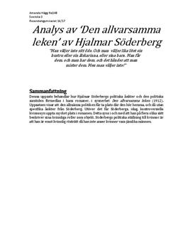 Hjalmar Söderberg och "Den allvarsamma leken" | Rapport