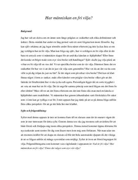 Människan och den fria viljan | Diskuterande text